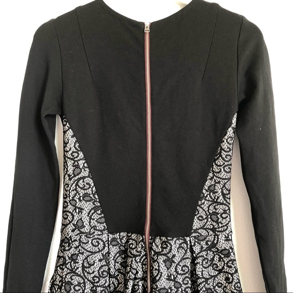 Aritzia Wilfred Black Gray Lace Fit & Flare Long Sleeve Dress Size 2 - Picture 5 of 11